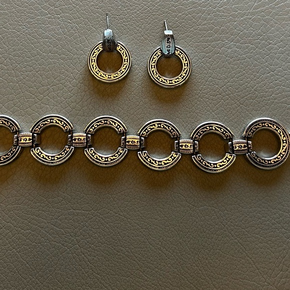 Brighton Jewelry - Brighton Vintage Central Park Silver Bracelet and Matching Earrings